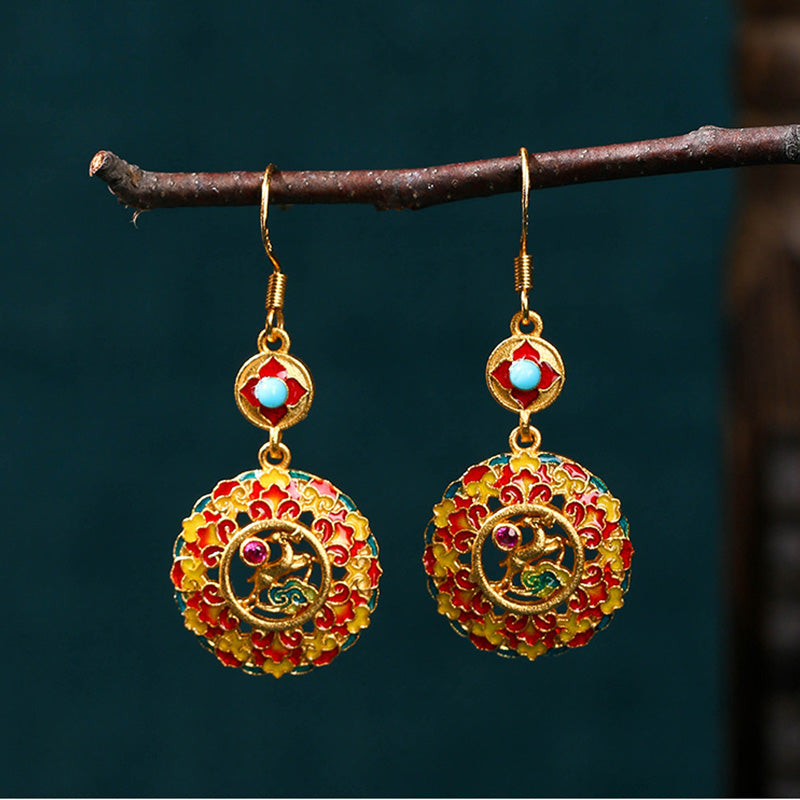 Boucles d'oreilles pendantes en cuivre plaqué or 24 carats