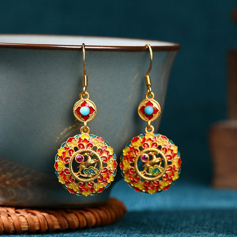 Boucles d'oreilles pendantes en cuivre plaqué or 24 carats