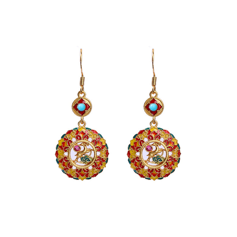 Boucles d'oreilles pendantes en cuivre plaqué or 24 carats