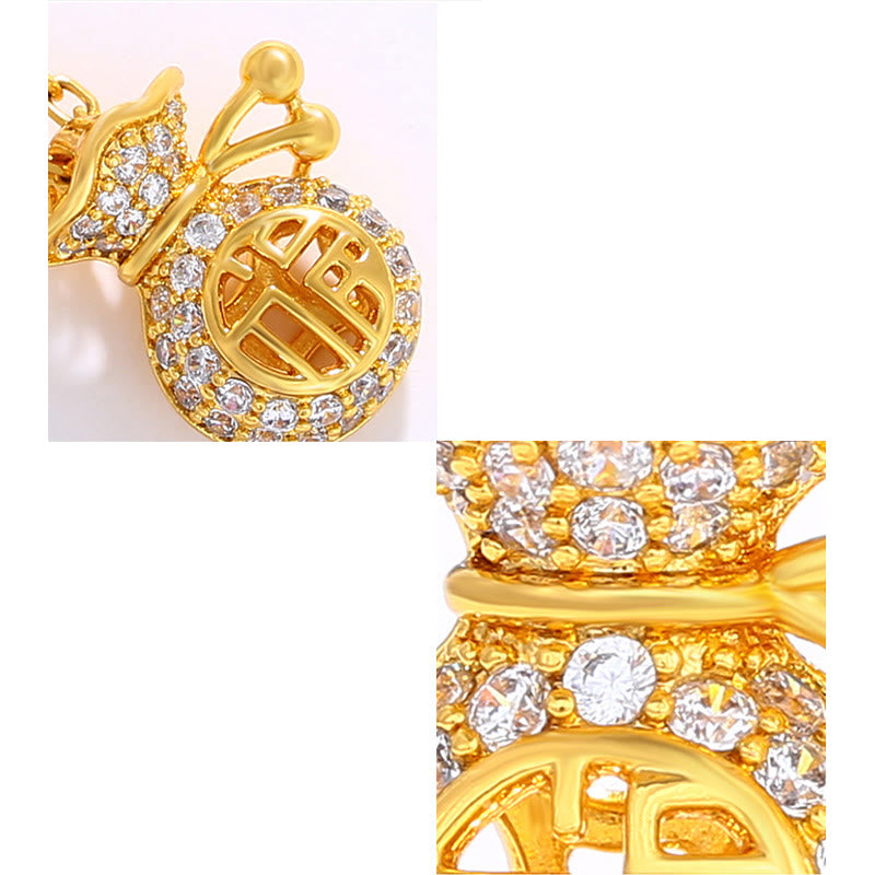 Collier porte-bonheur en plaqué or 24 carats avec personnage Fu