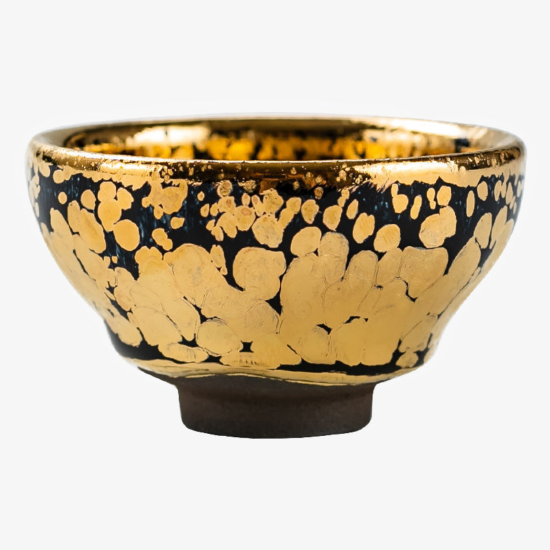 Tasse à thé en céramique Jianzhan à motif de points d'or 24 carats