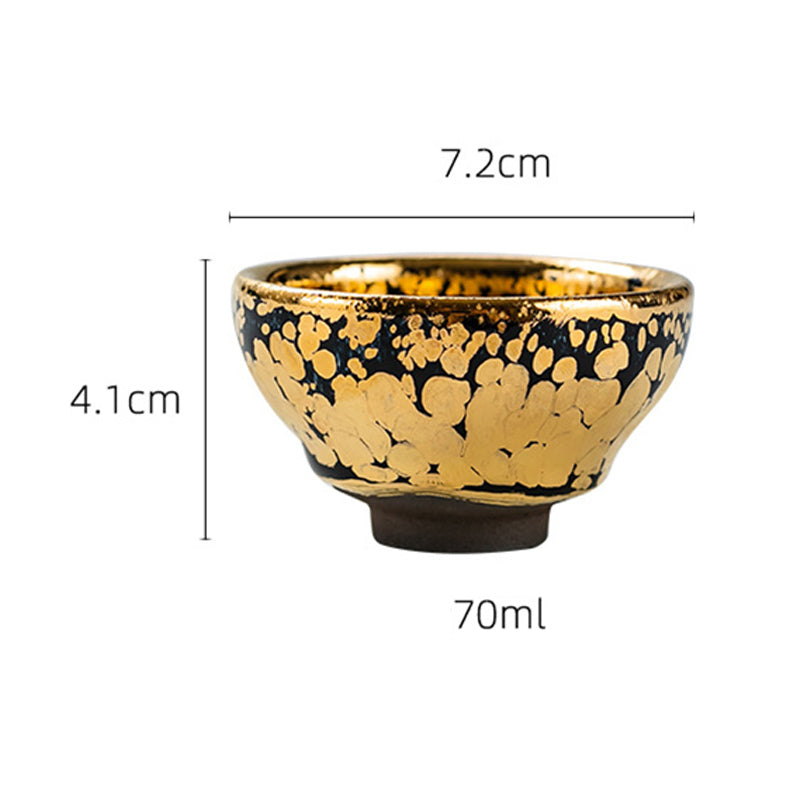 Tasse à thé en céramique Jianzhan à motif de points d'or 24 carats