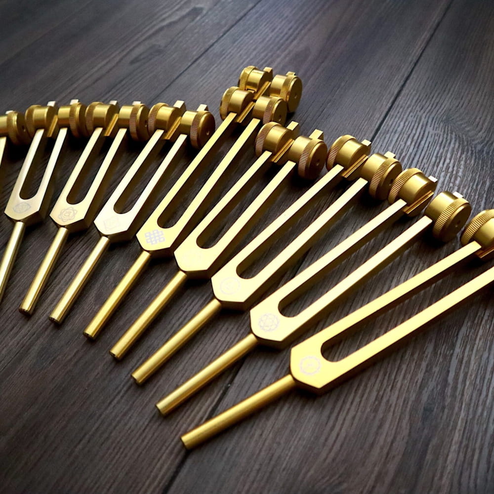 24pc Solfeggio Tuning Fork Set for Sound Healing Gold & Silver - On sale