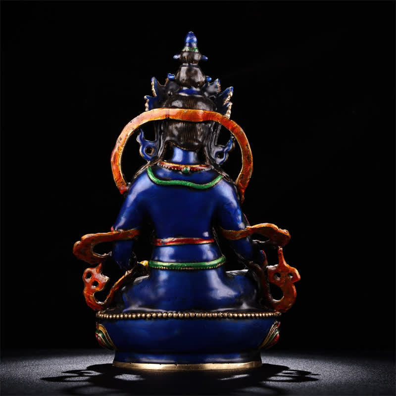 Statue de Bouddha Bodhisattva Jambhala jaune cuivre de 25,5 cm pour la sérénité