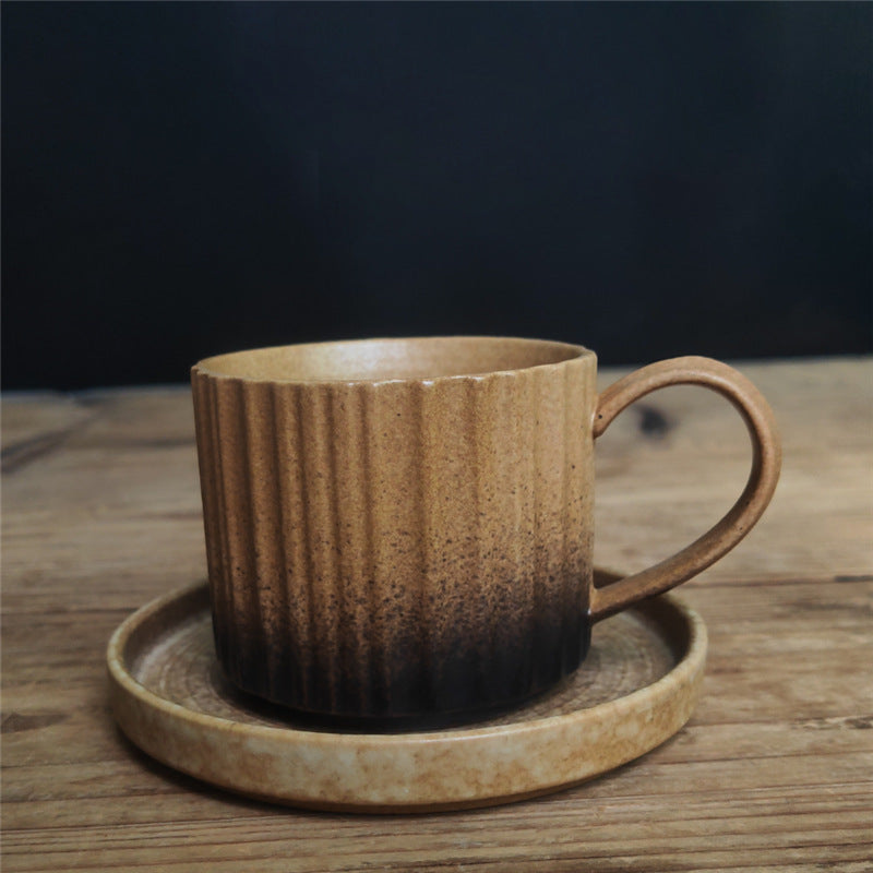Tasse à café rétro rayée en céramique 250 ml | Décor Zen