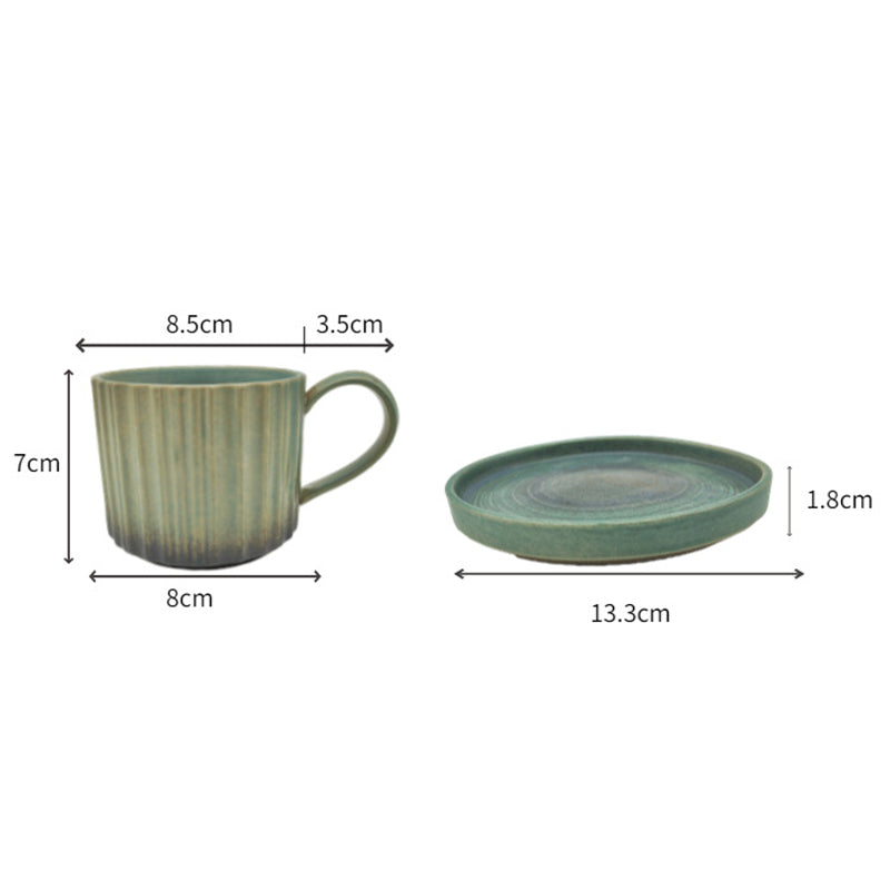 Tasse à café rétro rayée en céramique 250 ml | Décor Zen