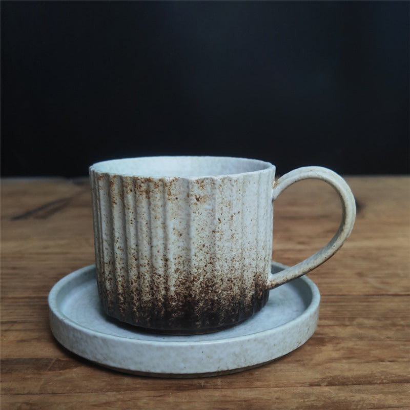 Tasse à café rétro rayée en céramique 250 ml | Décor Zen