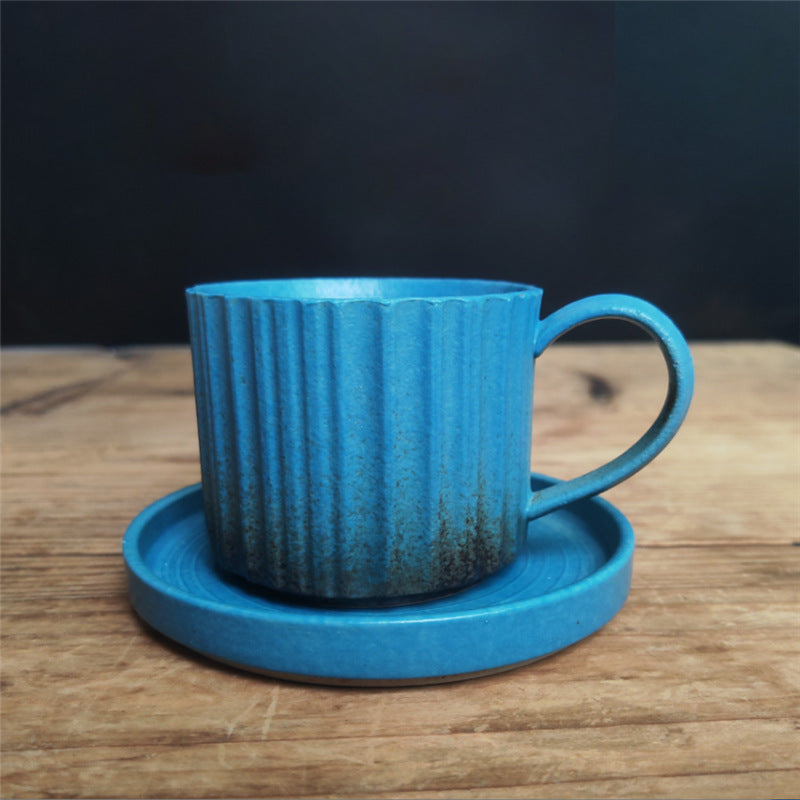 Tasse à café rétro rayée en céramique 250 ml | Décor Zen