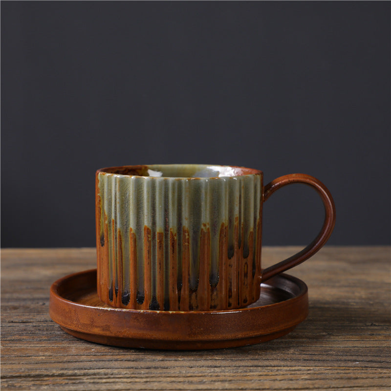 Tasse à café rétro rayée en céramique 250 ml | Décor Zen