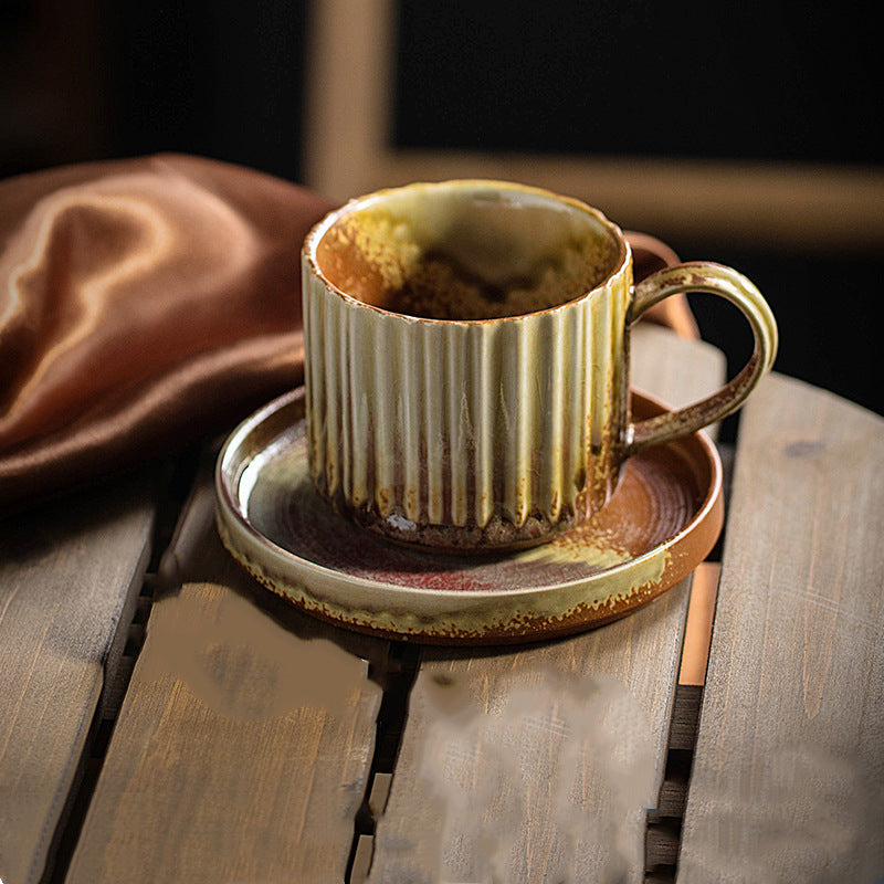 Tasse à café rétro rayée en céramique 250 ml | Décor Zen