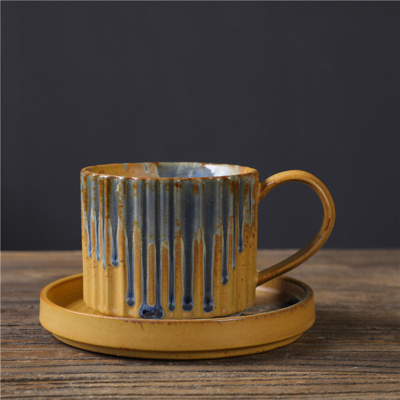 Tasse à café rétro rayée en céramique 250 ml | Décor Zen