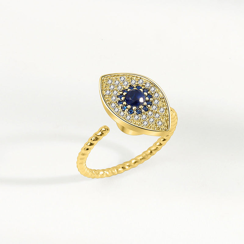 Adjustable 925 Sterling Silver Evil Eye Protection Ring