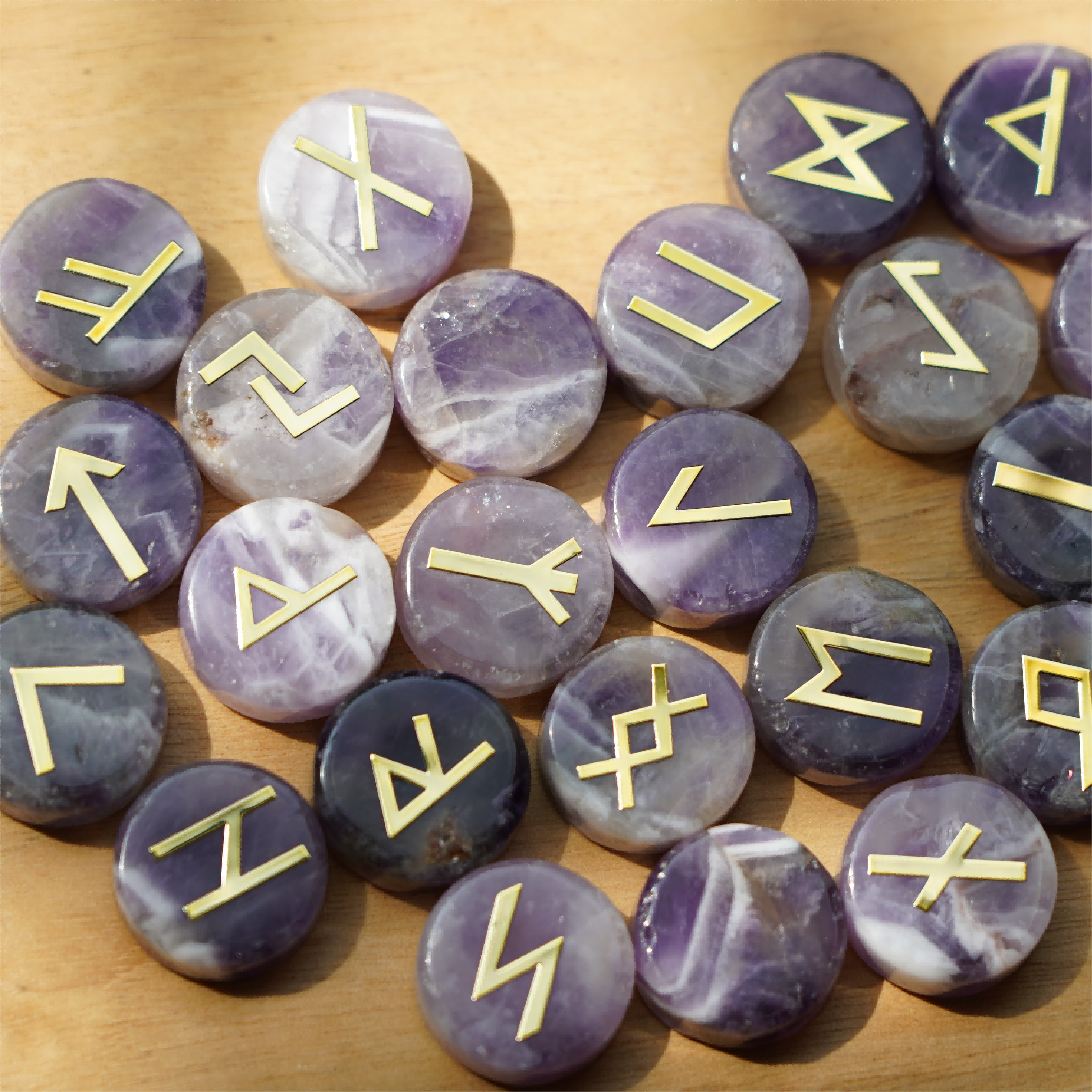 Ensemble de 25 runes de guérison en cristal mixte | Pierres polies de 15 mm