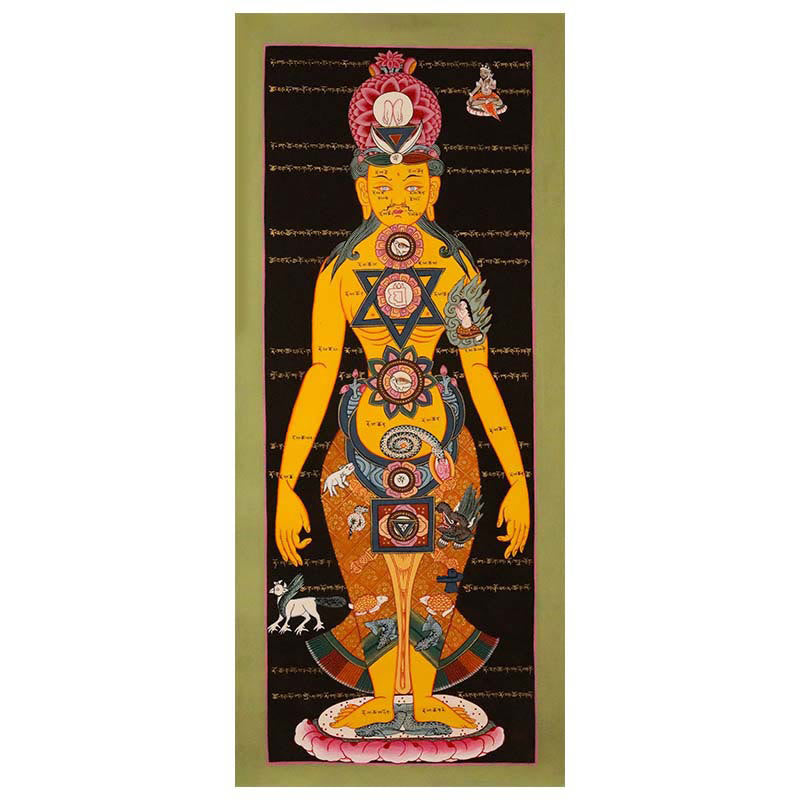 Peinture Thangka tibétaine faite à la main, 26,77 x 11,42 po