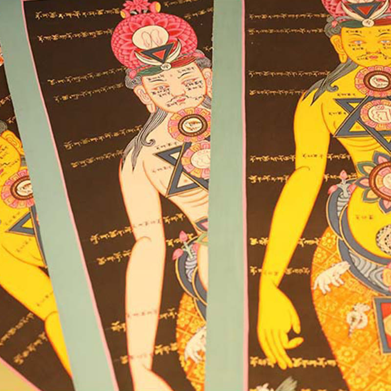 Peinture Thangka tibétaine faite à la main, 26,77 x 11,42 po