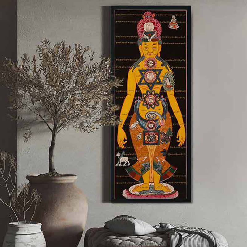 Peinture Thangka tibétaine faite à la main, 26,77 x 11,42 po