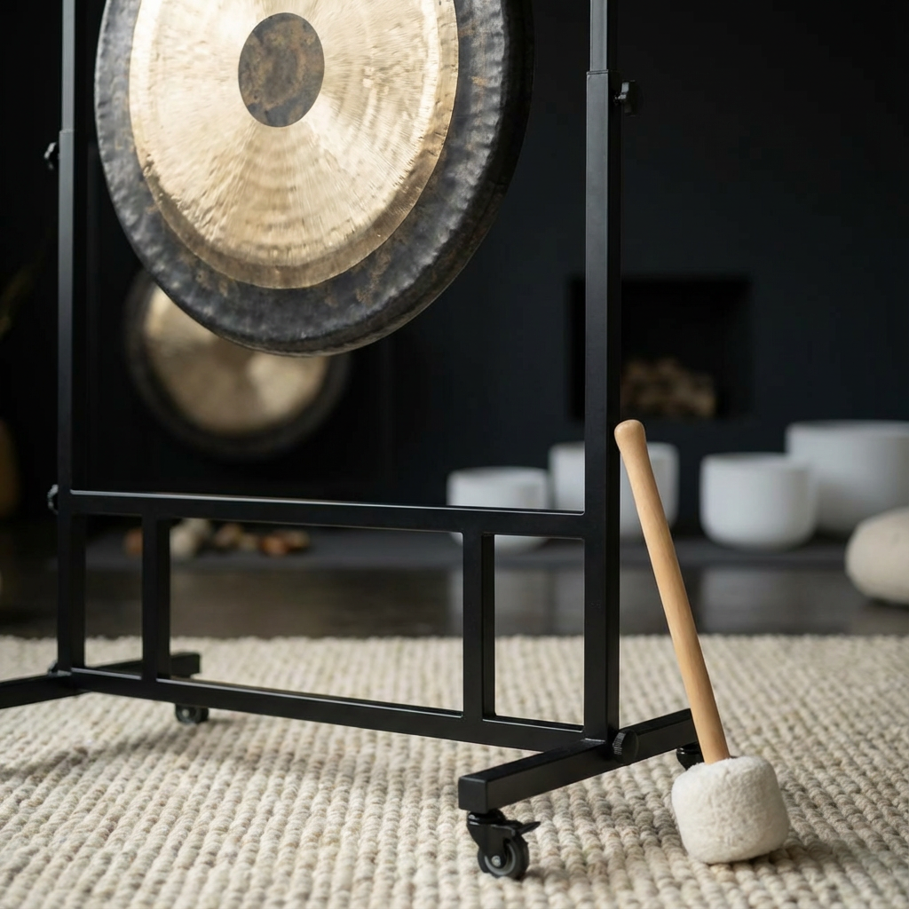 Gong chinois de 26 pouces avec support et maillet - Instrument à percussion 