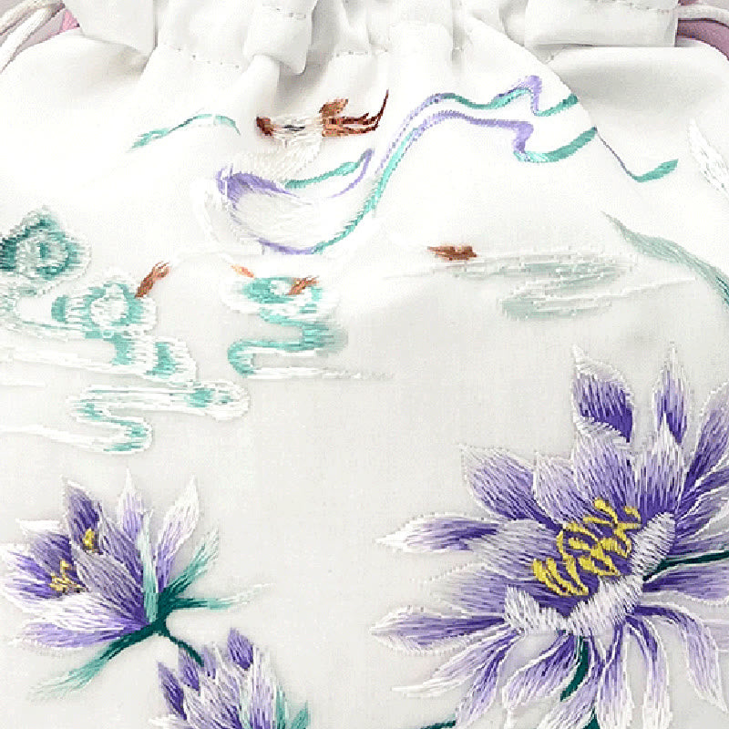 Silk Embroidered Tote Bag with Adjustable Strap 20x20x7cm
