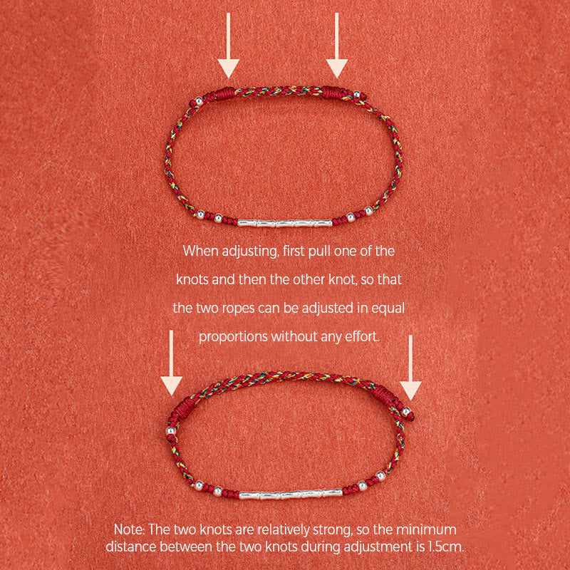 Tibetan Handmade Multicolored Bamboo Protection Red String Bracelet