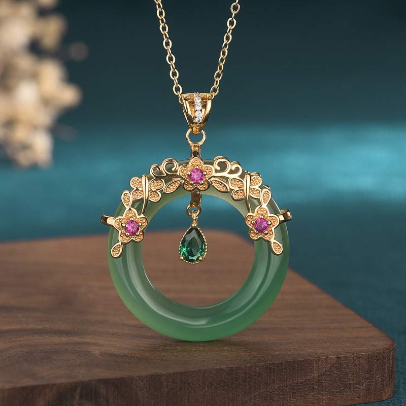 Natural Cyan Jade Healing Necklace Pendant for Harmony