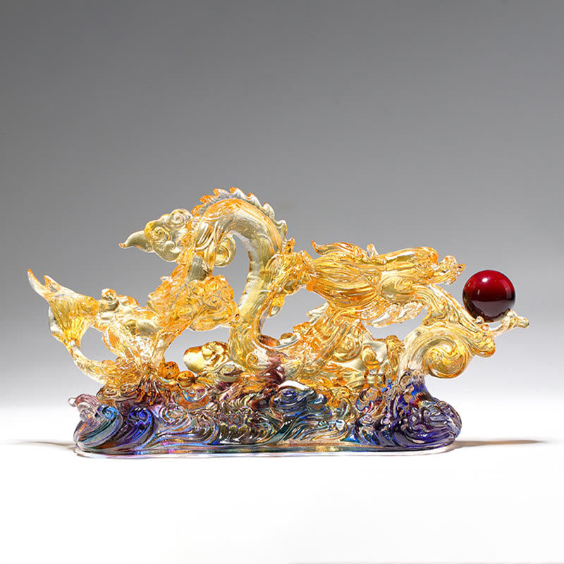 Statue spirituelle du dragon Liuli de 26 cm pour la protection et la force
