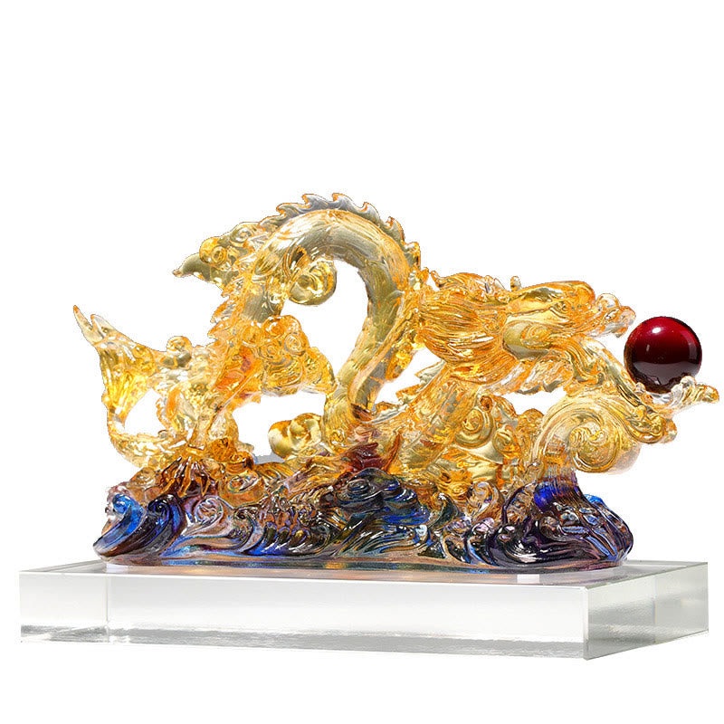 Statue spirituelle du dragon Liuli de 26 cm pour la protection et la force