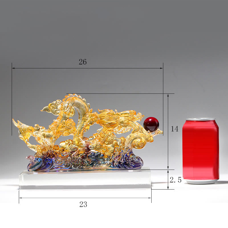 Statue spirituelle du dragon Liuli de 26 cm pour la protection et la force