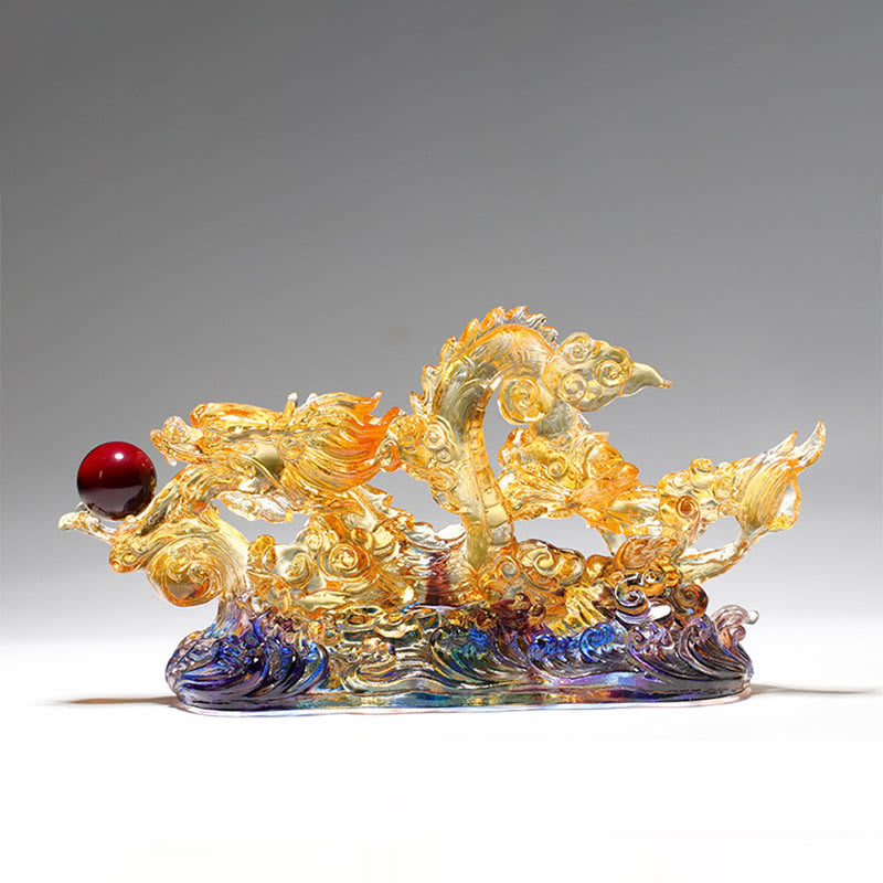 Statue spirituelle du dragon Liuli de 26 cm pour la protection et la force