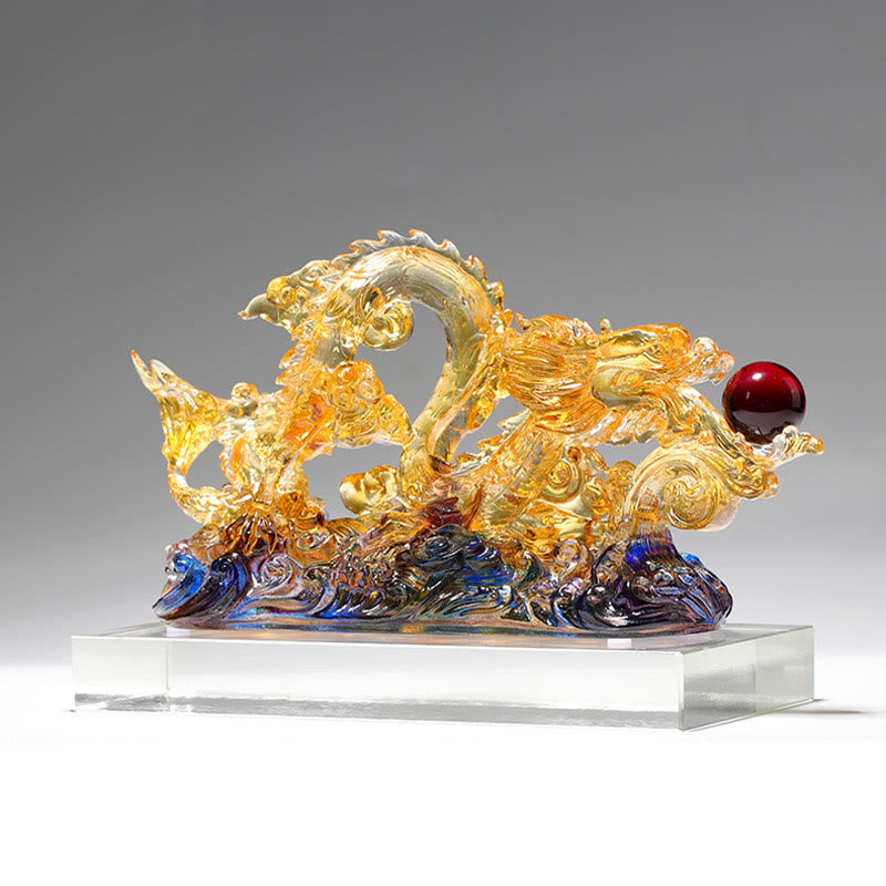 Statue spirituelle du dragon Liuli de 26 cm pour la protection et la force
