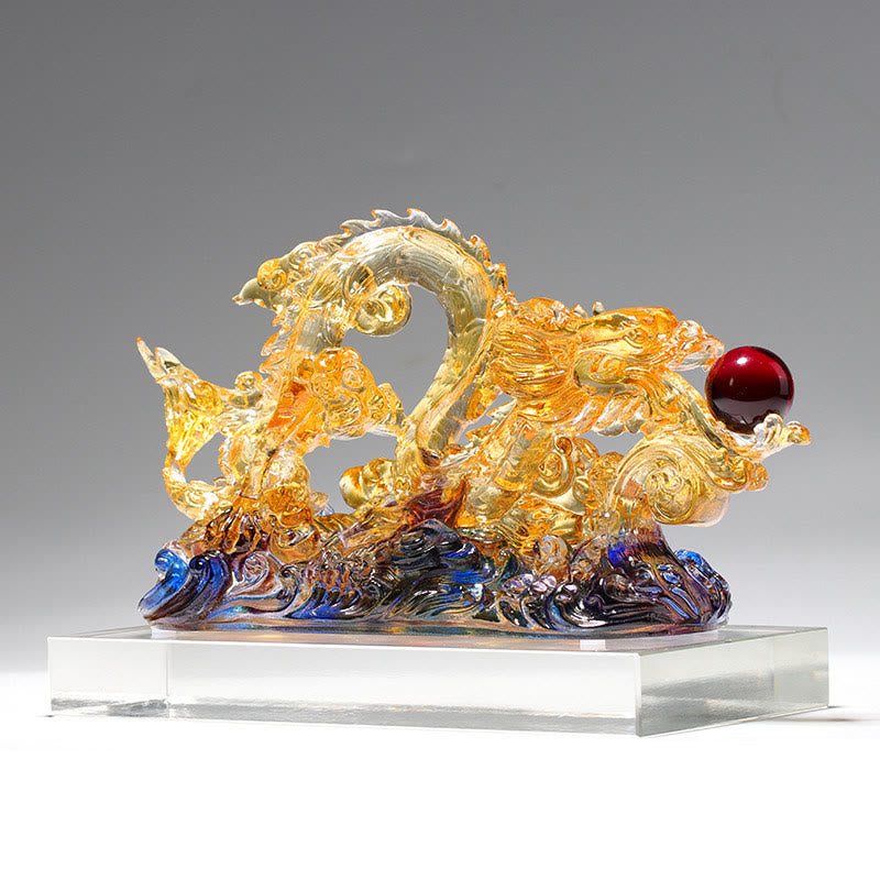 Statue spirituelle du dragon Liuli de 26 cm pour la protection et la force