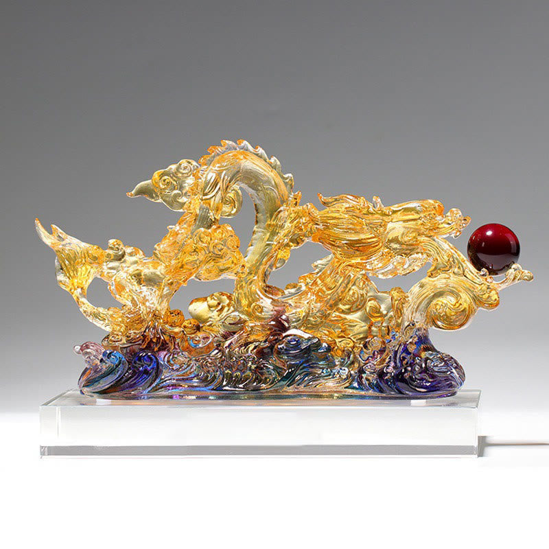 Statue spirituelle du dragon Liuli de 26 cm pour la protection et la force