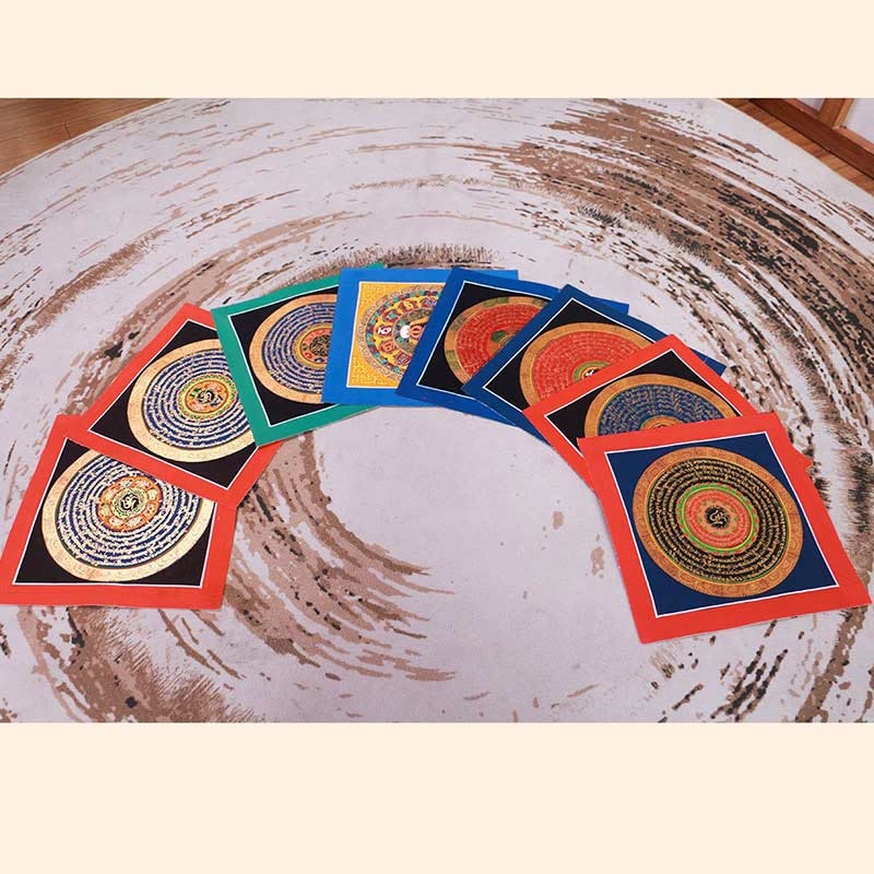 Peinture thangka tibétaine faite main de 26 cm | Art de la méditation et de la bénédiction