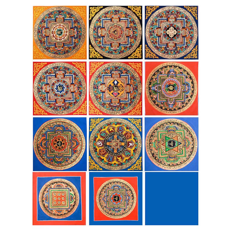 Peinture thangka tibétaine faite main de 26 cm | Art de la méditation et de la bénédiction