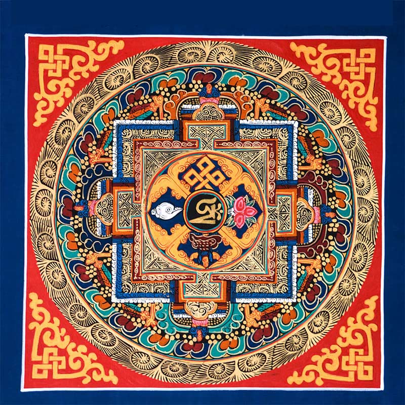 Peinture thangka tibétaine faite main de 26 cm | Art de la méditation et de la bénédiction
