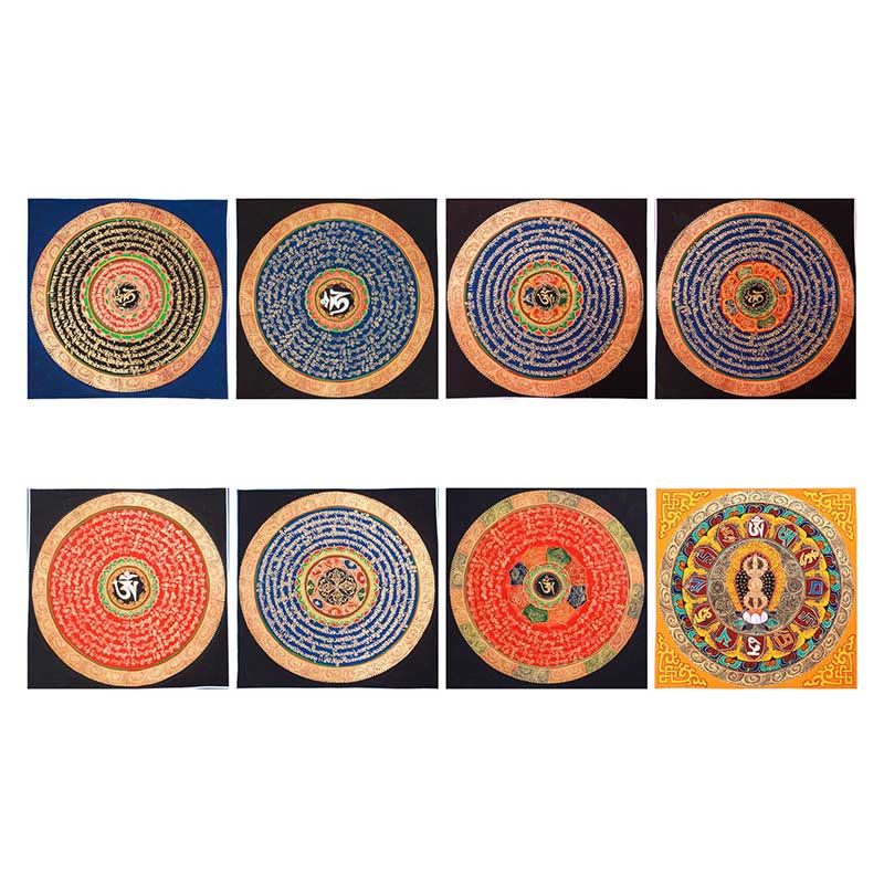 Peinture thangka tibétaine faite main de 26 cm | Art de la méditation et de la bénédiction