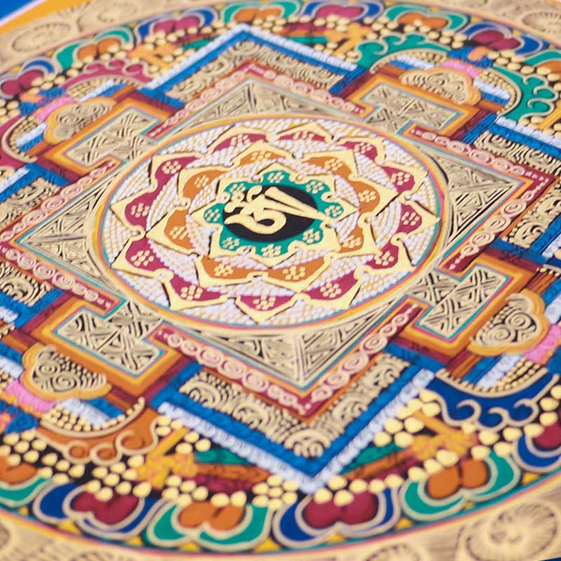 Peinture thangka tibétaine faite main de 26 cm | Art de la méditation et de la bénédiction