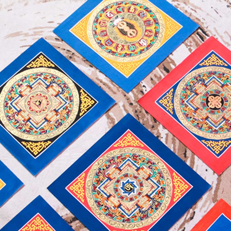 Peinture thangka tibétaine faite main de 26 cm | Art de la méditation et de la bénédiction