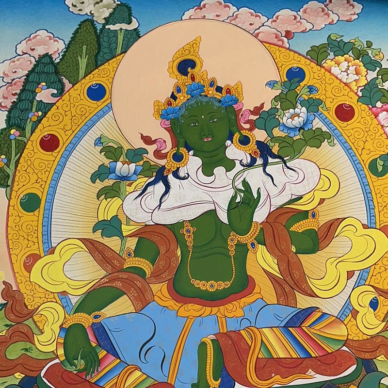 Décoration murale mandala tibétain Thangka de 27,56 pouces