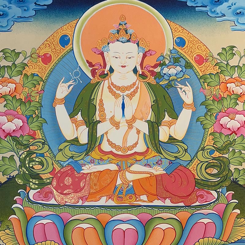 Décoration murale mandala tibétain Thangka de 27,56 pouces