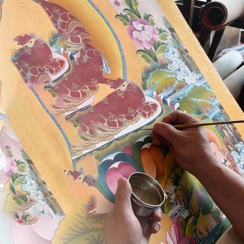 Décoration murale mandala tibétain Thangka de 27,56 pouces