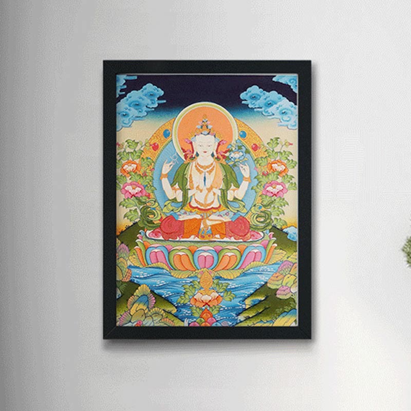 Décoration murale mandala tibétain Thangka de 27,56 pouces
