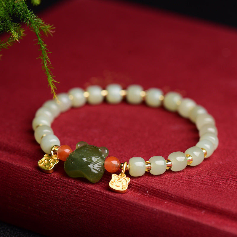 Jade Chinese Zodiac Tiger Bracelet for Abundance & Luck