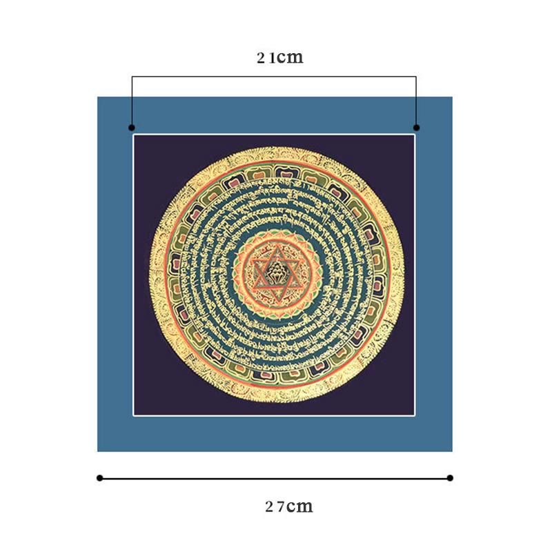 Peinture Thangka tibétaine de 27 cm avec six mots vrais, décoration de méditation et d'écriture