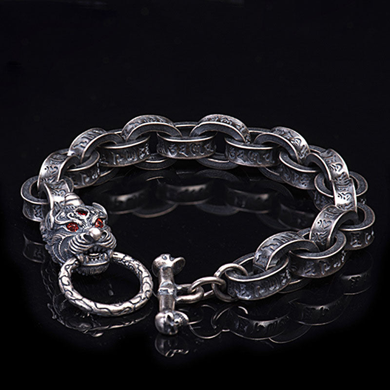 925 Sterling Silver Dragon Bracelet for Luck and Strength