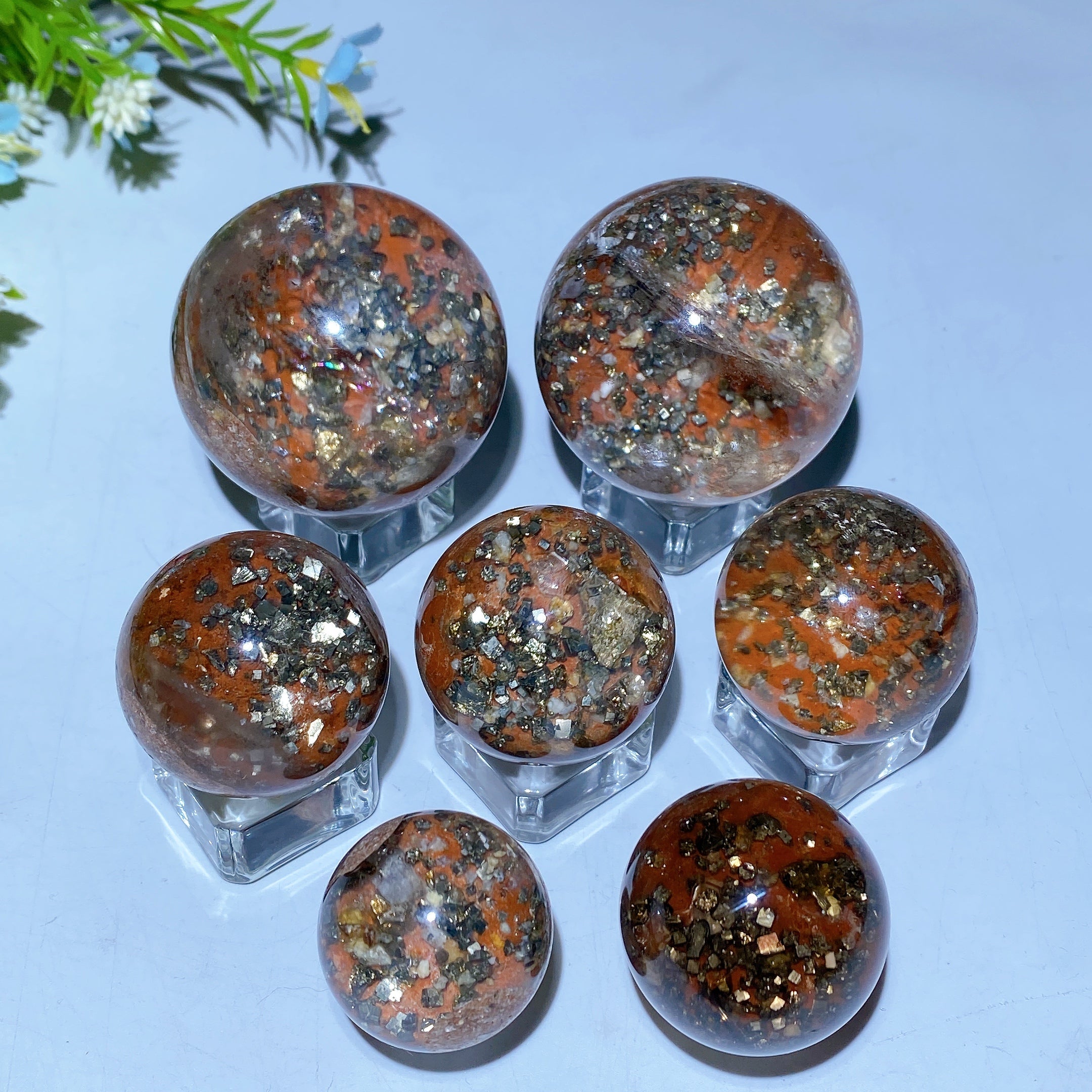 28-50mm Pyrite Quartz Crystal Sphere for Healing