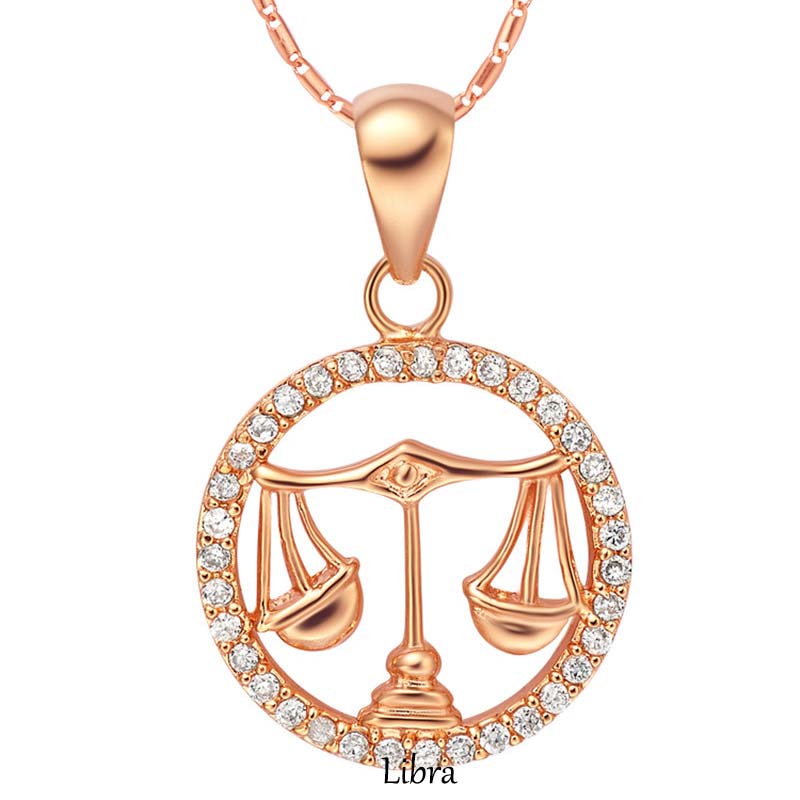 Collier en cuivre des 12 signes du zodiaque | Pendentif chance et guérison