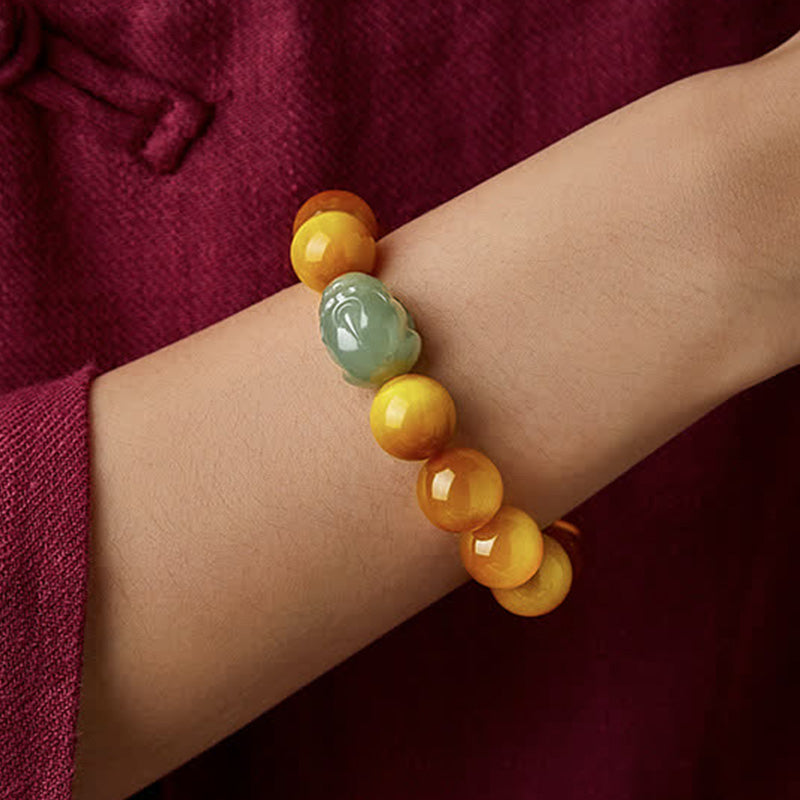 14mm Tiger Eye Pixiu Jade Protection Bracelet