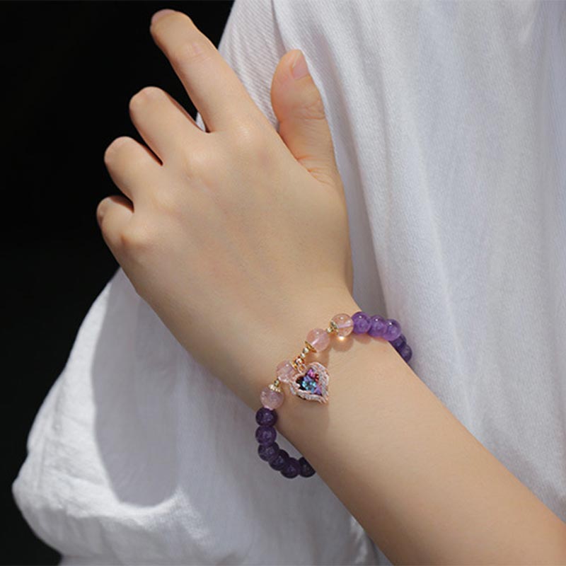8mm Amethyst Strawberry Quartz Healing Bracelet