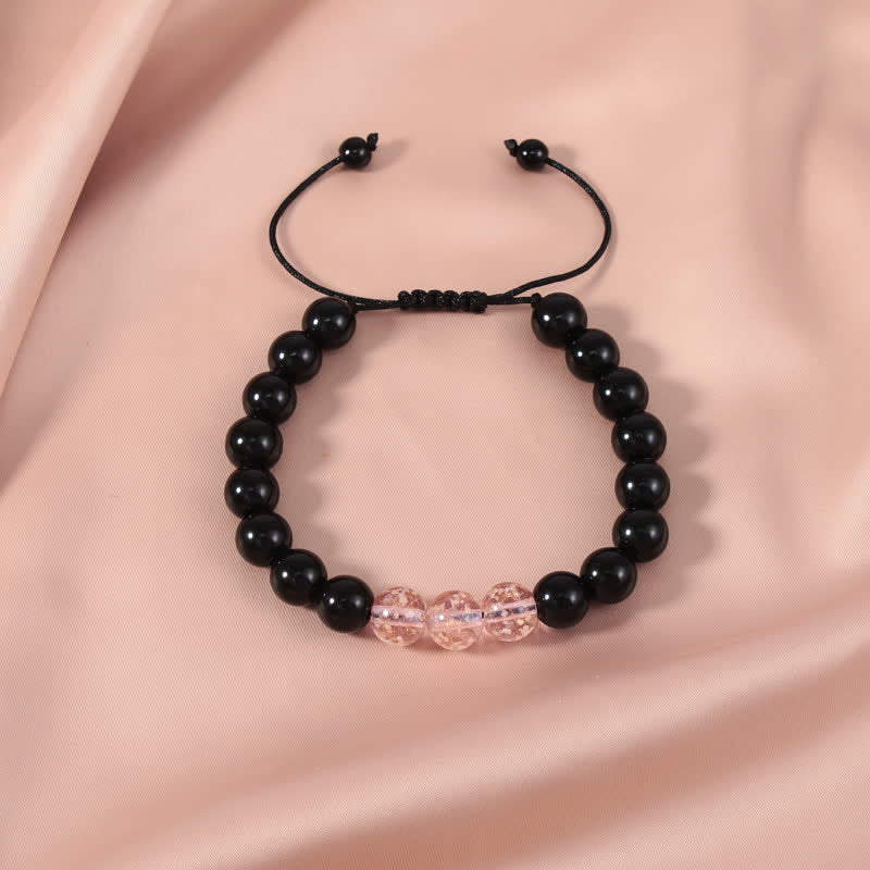10mm Black Obsidian Strength Bracelet with Glowstone