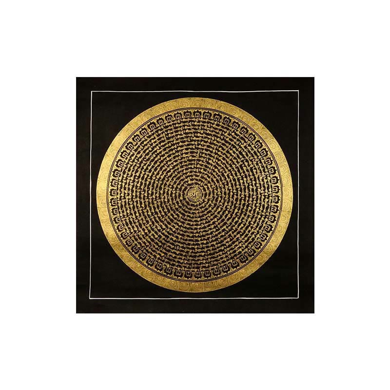 Décoration murale en tissu peint à la main Thangka tibétain de 29,5 pouces